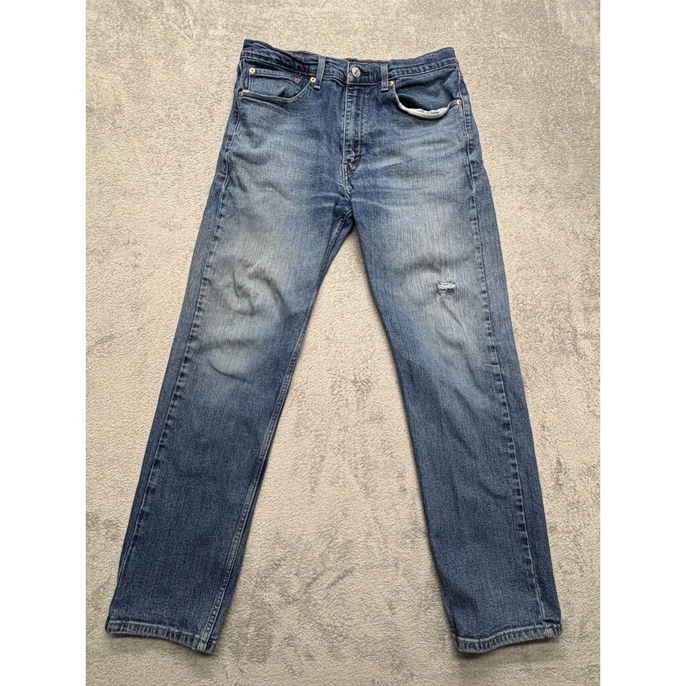 Levi's 505 Regular Fit Jeans Mens Blue Measured‎ 33x30 Denim Pants Distressed